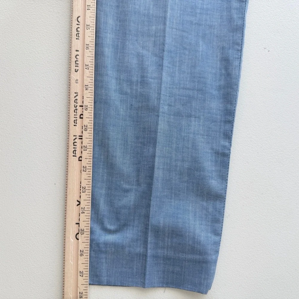 Bonobos Dress Pants Men 32x27 Blue Slim Fit Chambray Stretch Cotton Suit Trouser